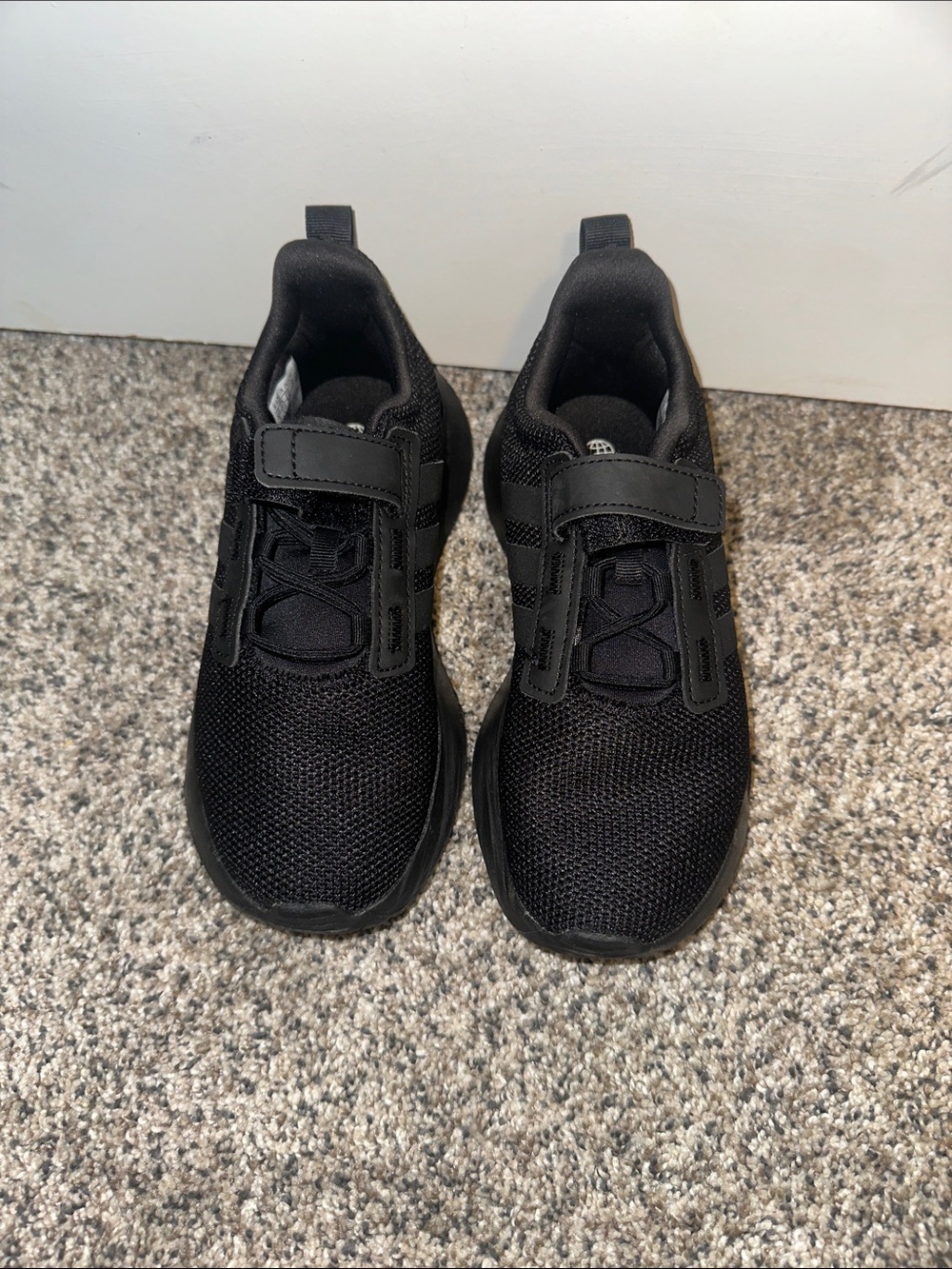 adidas Kids Black Hook-and-Loop Athletic Sneakers